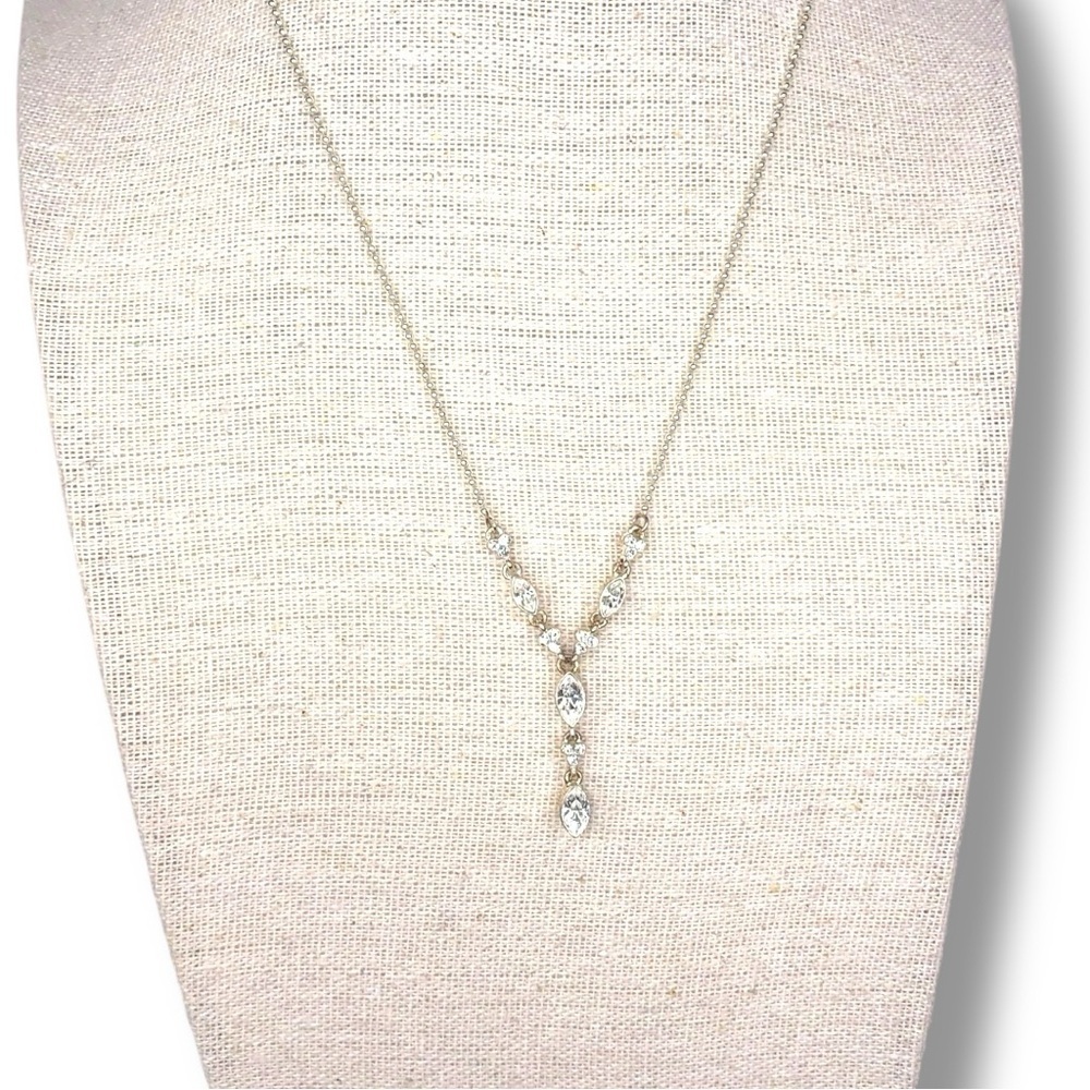Vintage Monet Silver Rhinestone Necklace Wedding Event Party Formal Prom